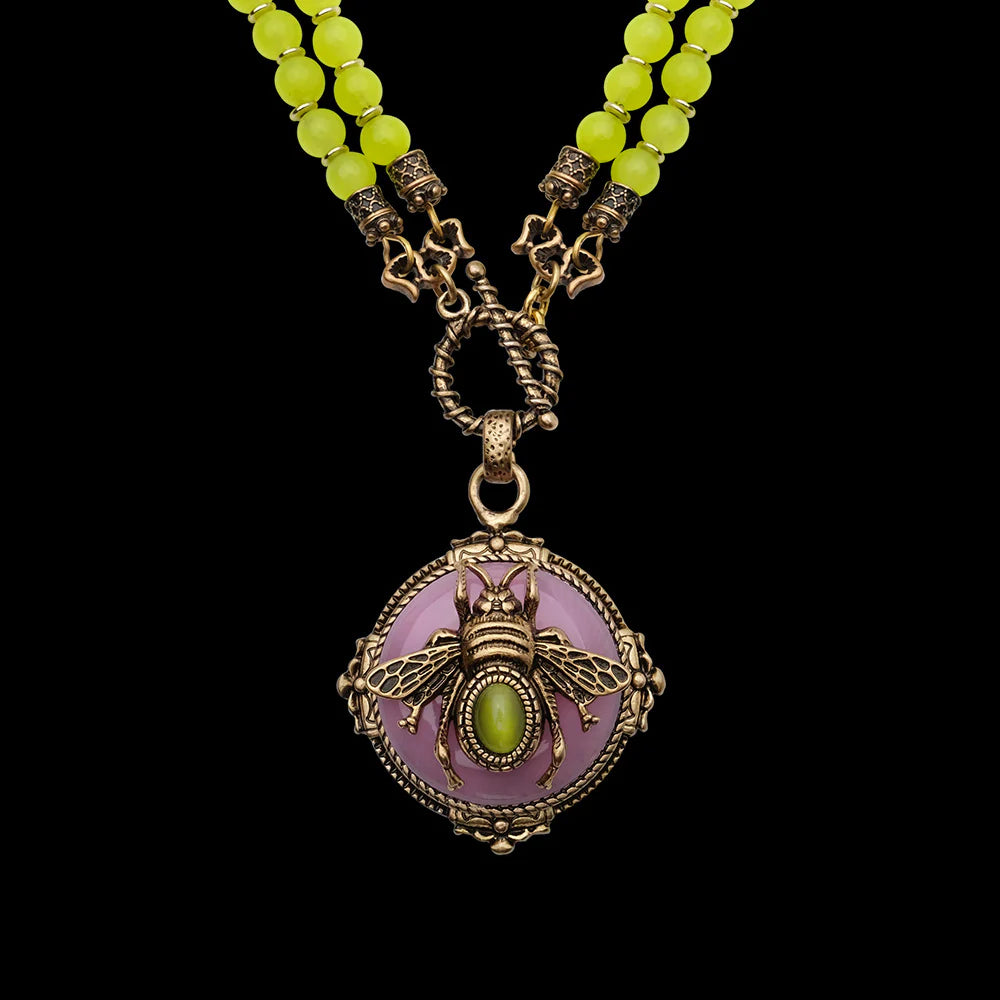 Collar de Ágata Amarilla "Abeja de Oro"