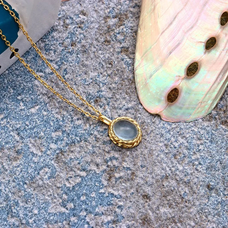 Aquamarin- oder Labradorit-Halskette "Maritimer Charme" Vergoldet Silber