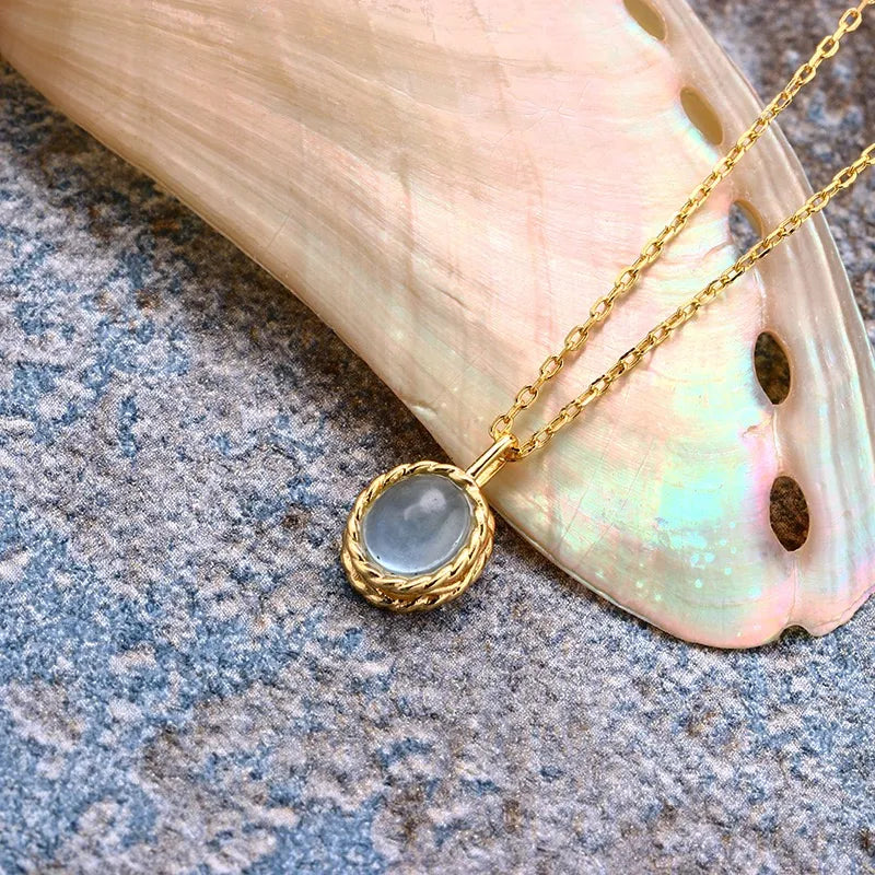 Aquamarin- oder Labradorit-Halskette "Maritimer Charme" Vergoldet Silber