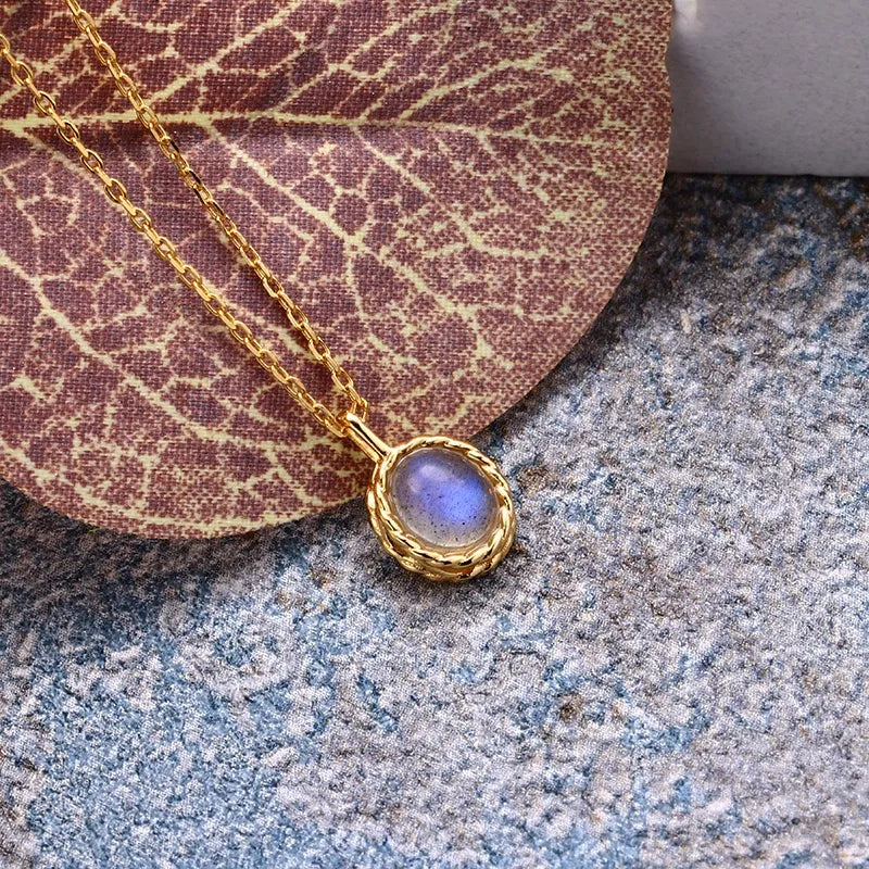 Aquamarin- oder Labradorit-Halskette "Maritimer Charme" Vergoldet Silber