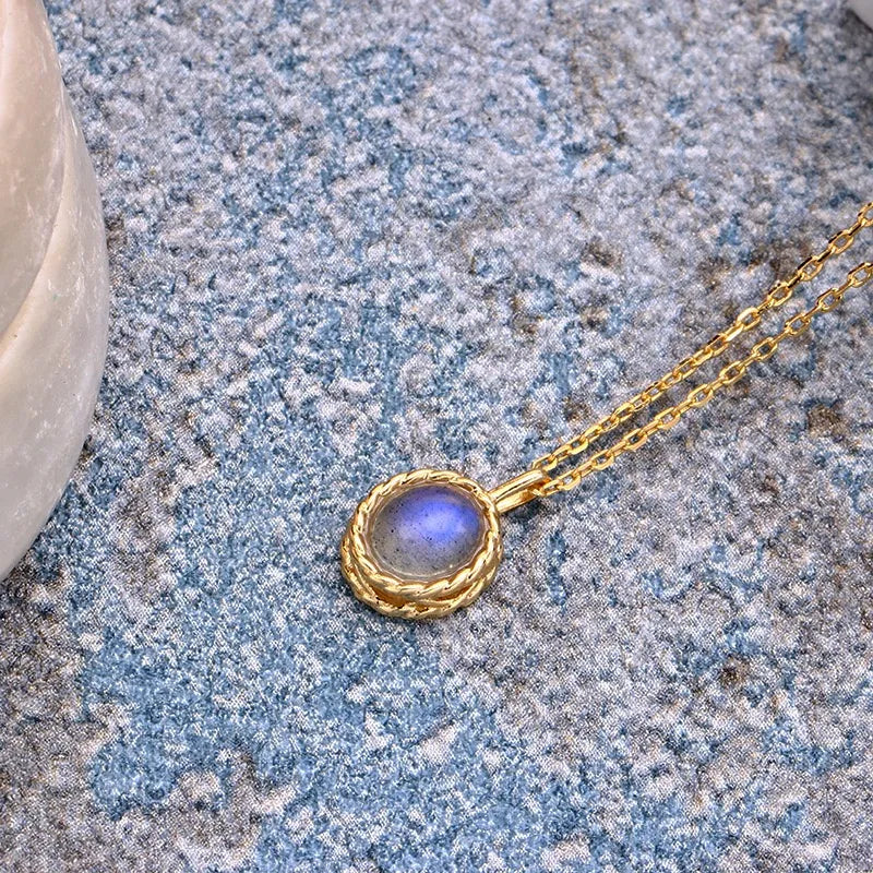 Aquamarin- oder Labradorit-Halskette "Maritimer Charme" Vergoldet Silber