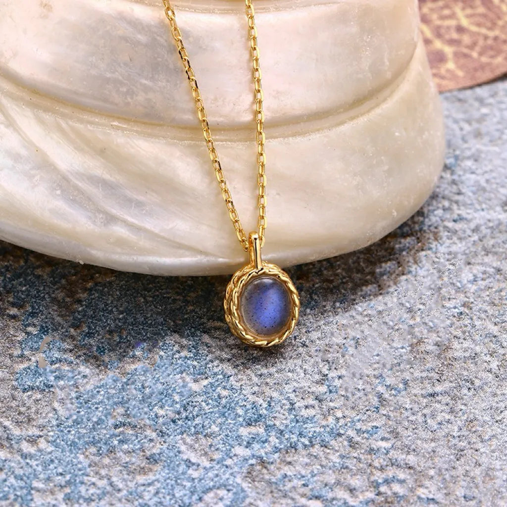 Aquamarin- oder Labradorit-Halskette "Maritimer Charme" Vergoldet Silber