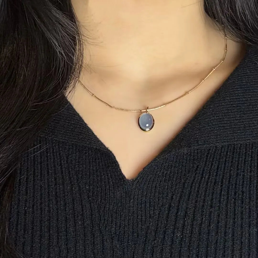 Halskette Aquamarin "Himmlische Klarheit" Vergoldet