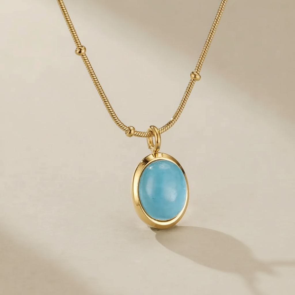 Aquamarine Necklace "Celestial Clarity" Gold