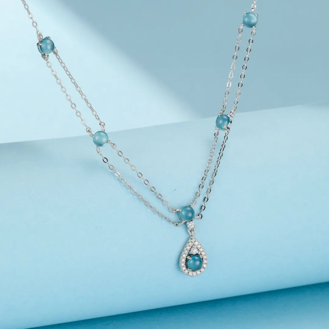 Halskette Aquamarin "Magische Sirene" Silber