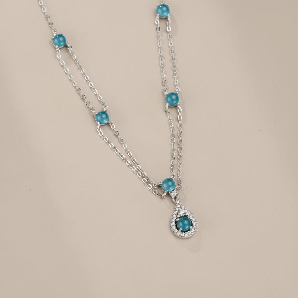 Aquamarine Necklace "Magical Mermaid" Silver