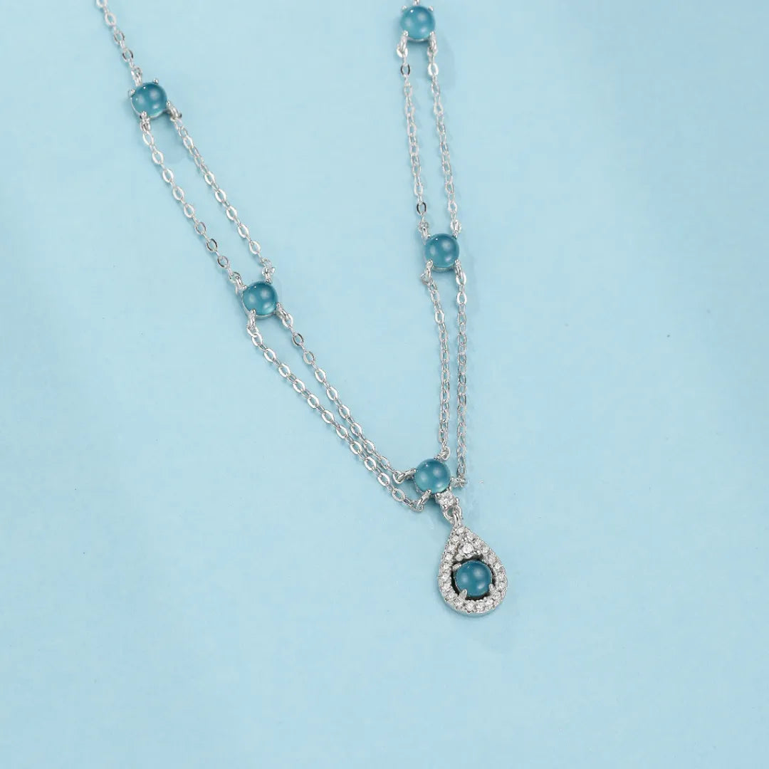 Halskette Aquamarin "Magische Sirene" Silber