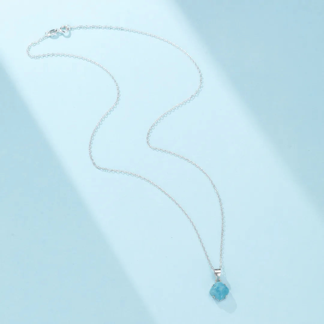 Halskette Aquamarin "Wellen der Gelassenheit" Goldplattiert 14K