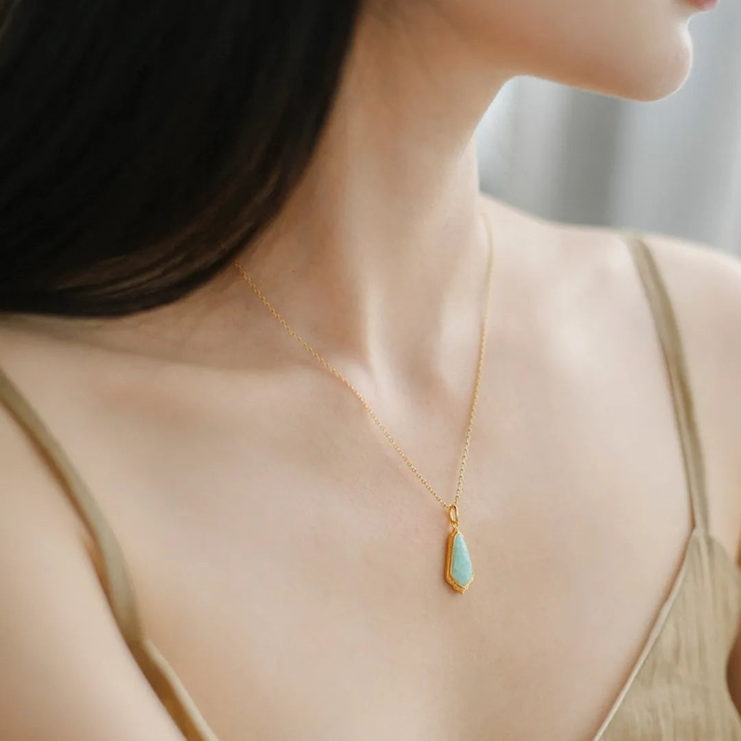 Amazonite Necklace "Clear Sky" Gold-Plated Silver