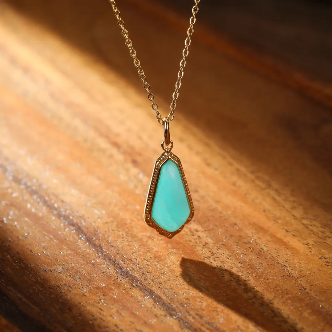 Amazonite Necklace "Clear Sky" Gold-Plated Silver