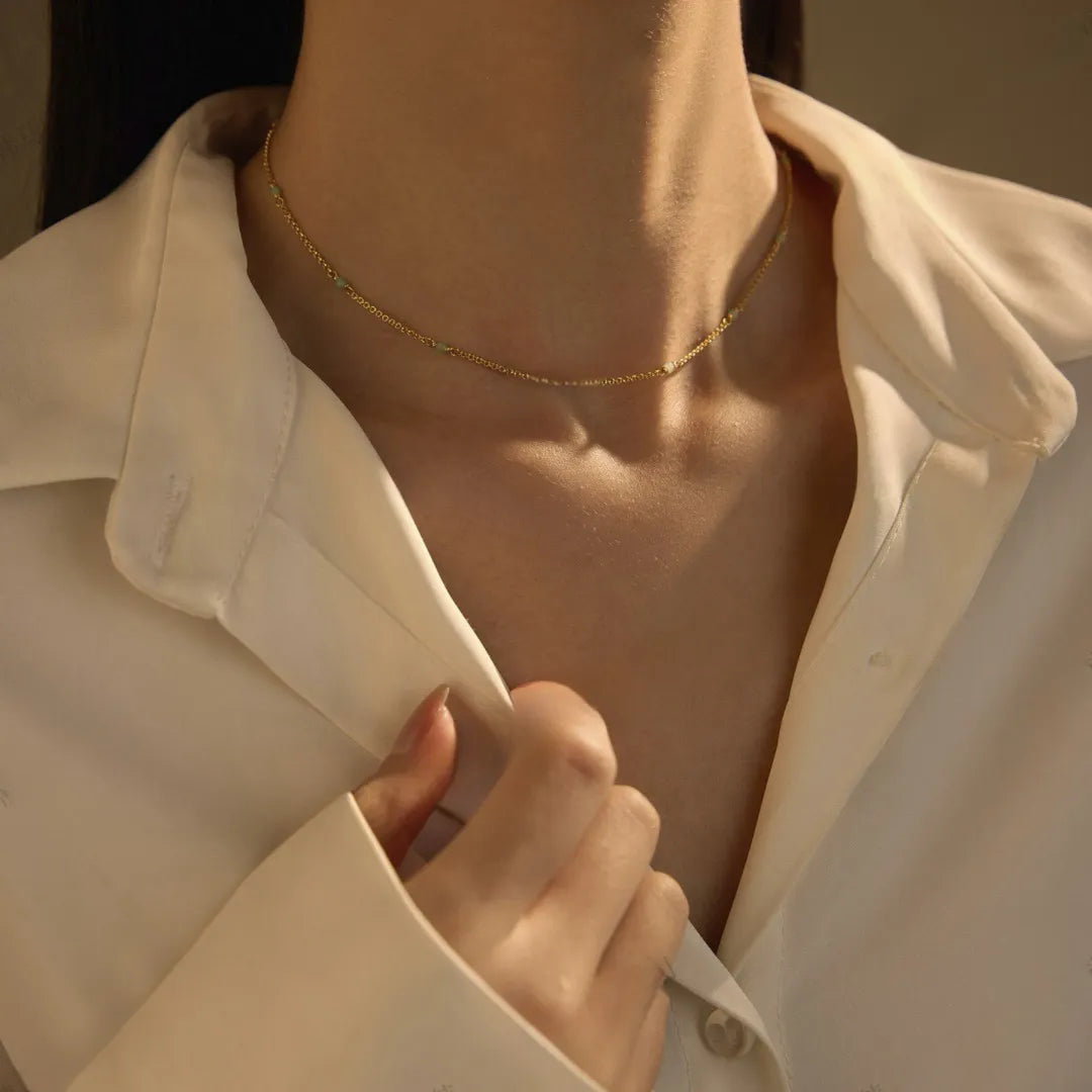 Amazonit-Halskette "Meeresfrische" Goldplattiert