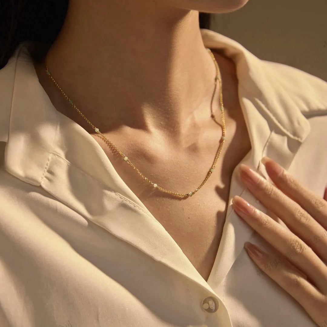 Amazonit-Halskette "Meeresfrische" Goldplattiert