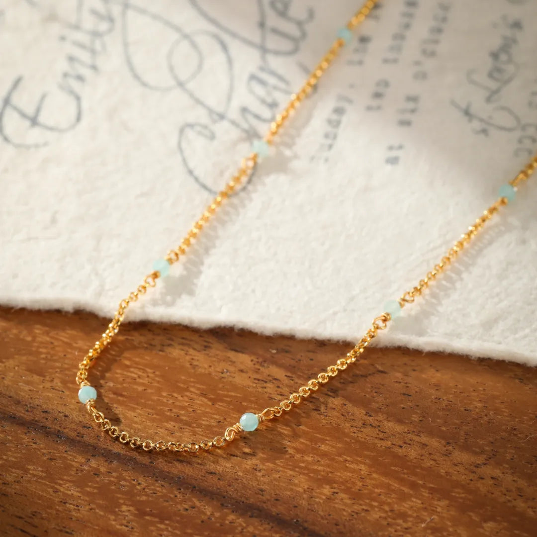 Amazonit-Halskette "Meeresfrische" Goldplattiert