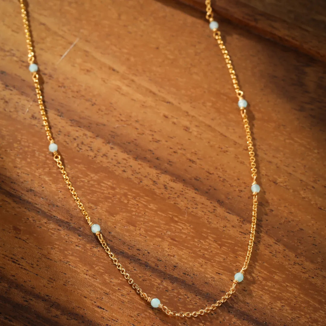 Amazonit-Halskette "Meeresfrische" Goldplattiert