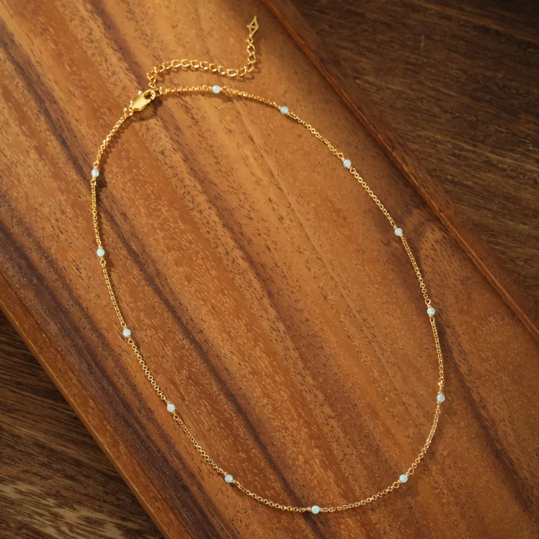 Amazonit-Halskette "Meeresfrische" Goldplattiert