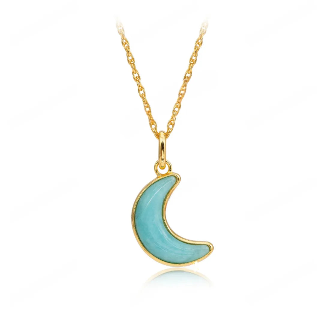 Amazonite Moon Necklace "Elegant Moon" Gold-Plated Silver