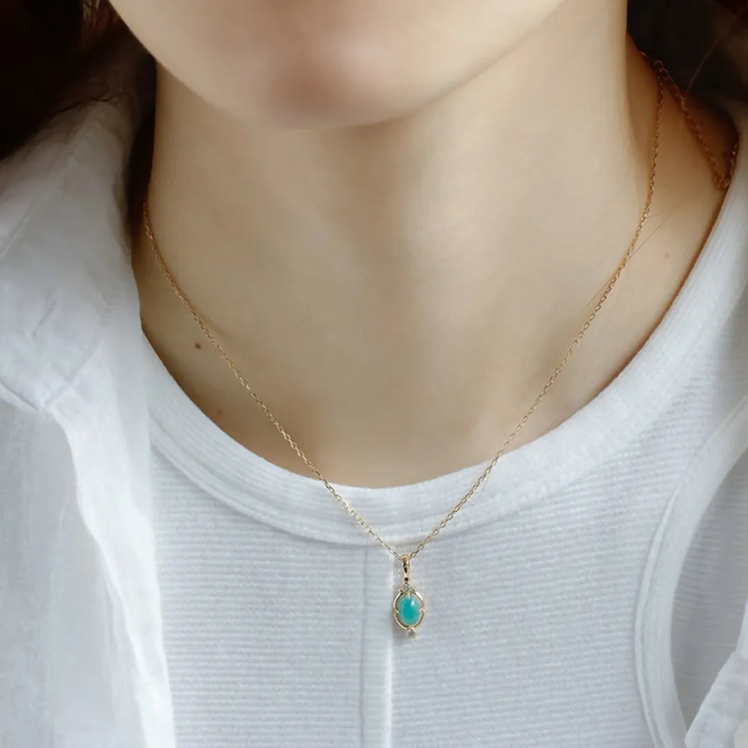 Amazonite Necklace "Gentle Serenity" Gold-Plated Silver