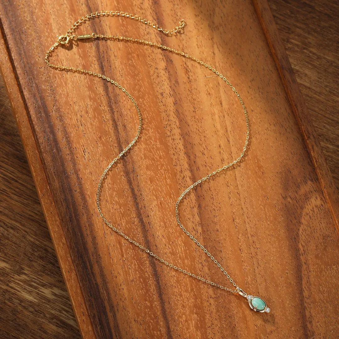 Amazonite Necklace "Gentle Serenity" Gold-Plated Silver