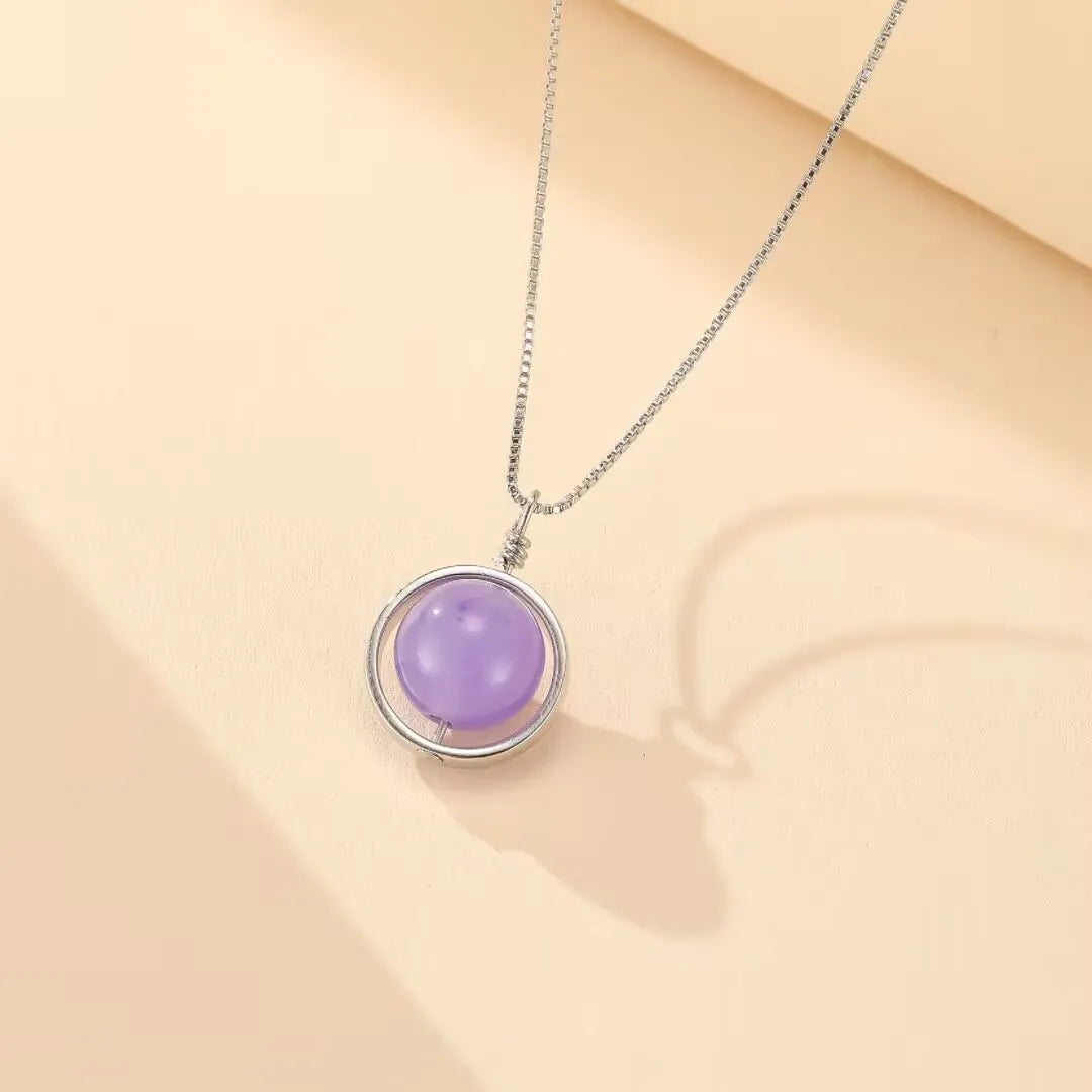 Amethyst Necklace "Soft Circle" Silver