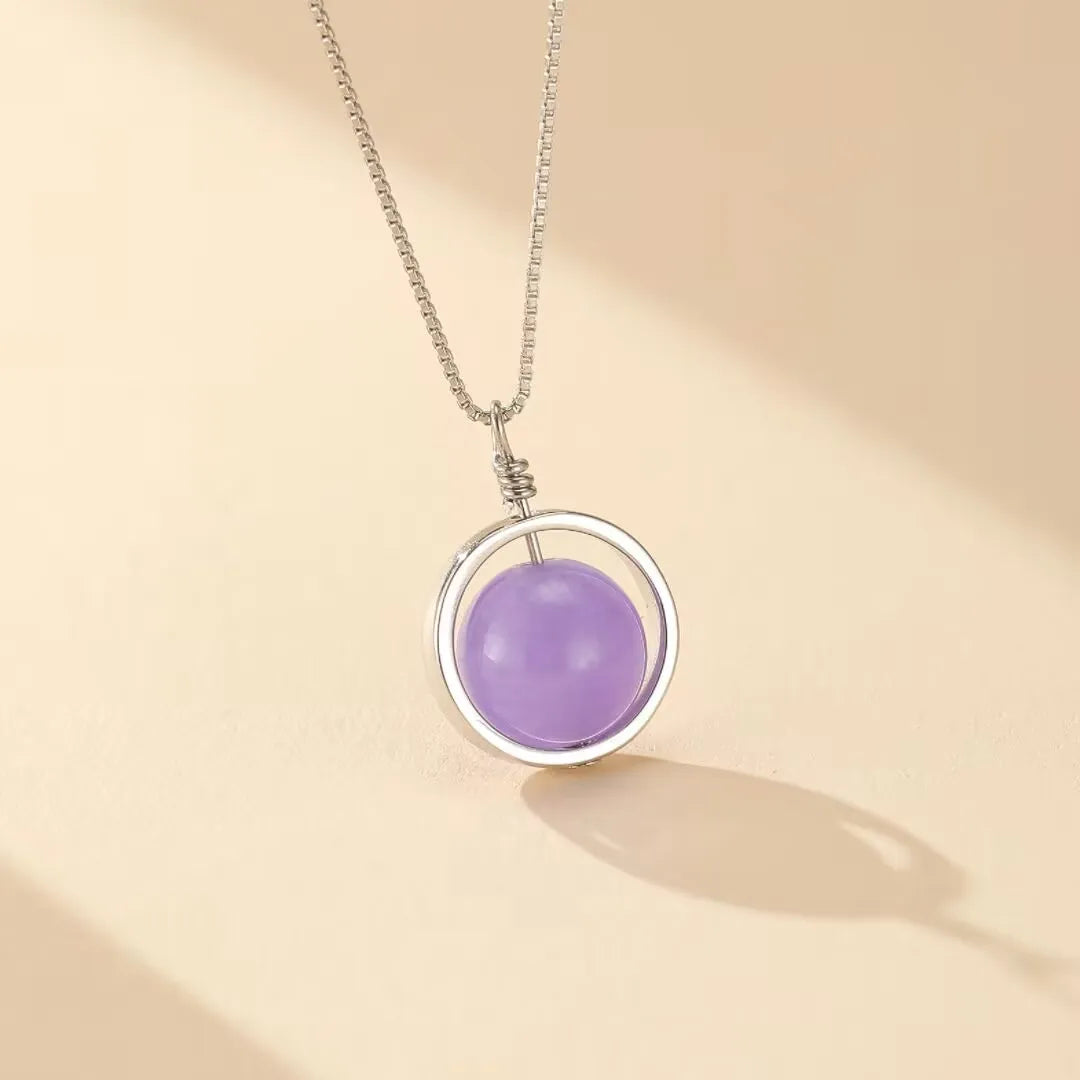 Amethyst Necklace "Soft Circle" Silver