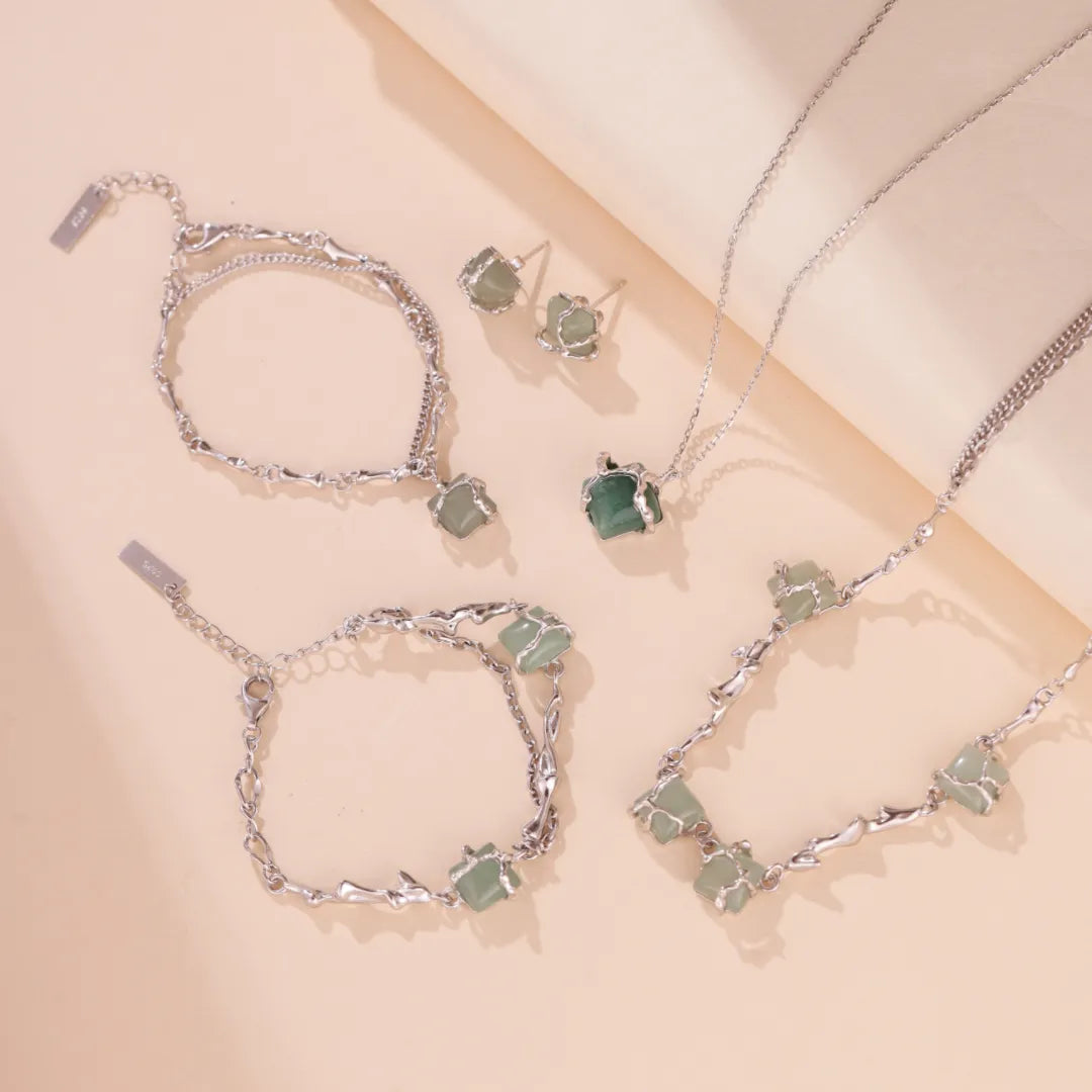 Aventurin Halskette "Natur Umarmt" Silber