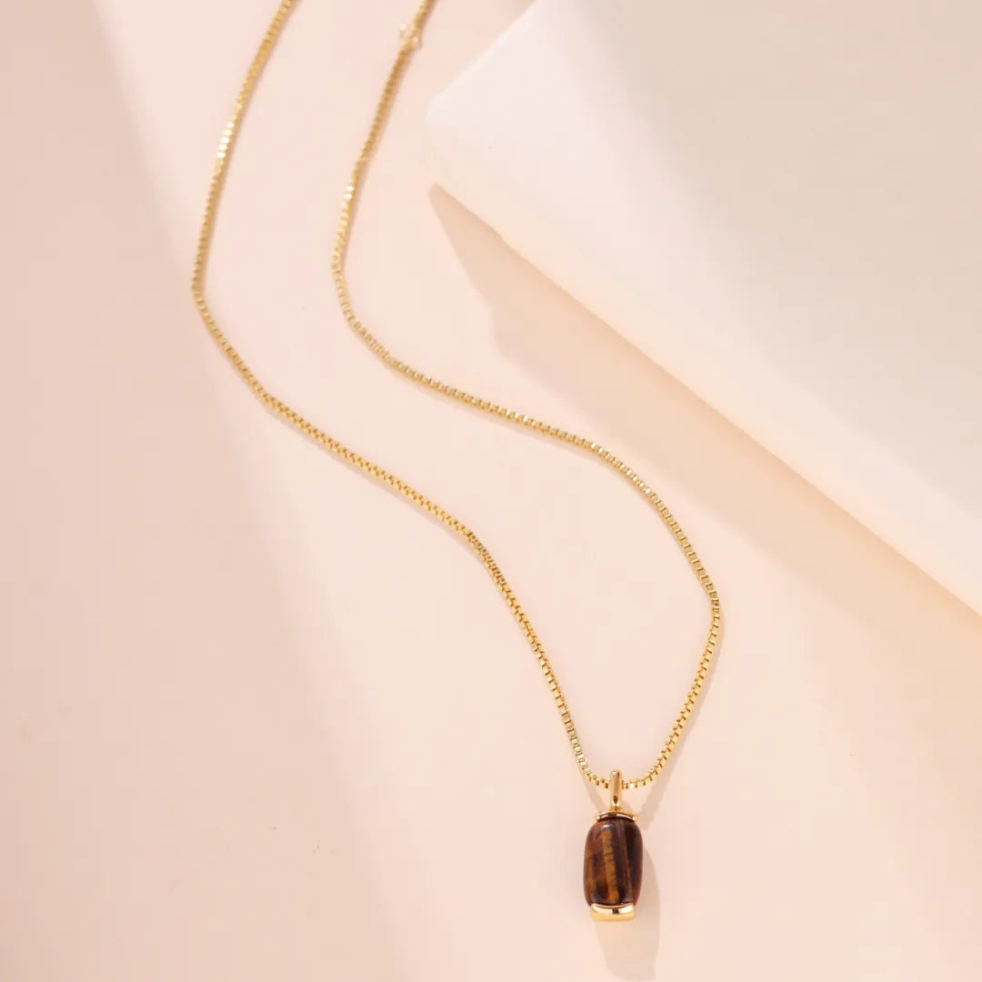 Halskette Aventurin oder Tigerauge "Friedliche Natur" Gold