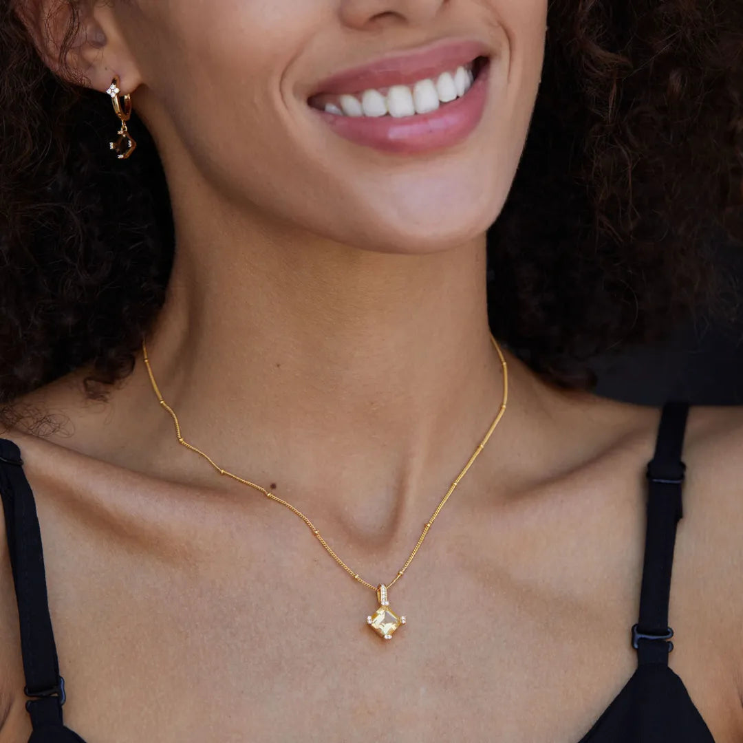 Halskette Citrin "Königlicher Charme" Silber vergoldet