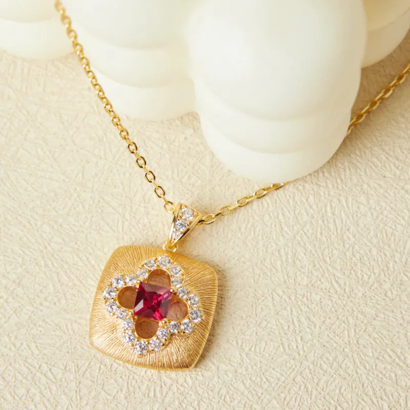 Carnelian Necklace "Floral Warmth" Gold-Plated Silver