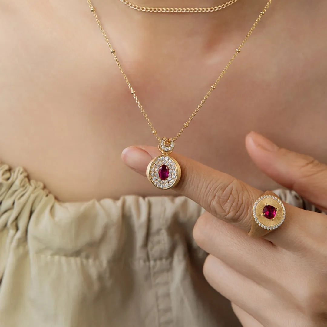 Carnelian Necklace "Vital Energy" Gold-Plated Silver