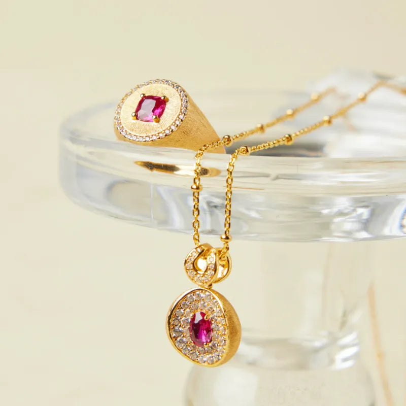 Carnelian Necklace "Vital Energy" Gold-Plated Silver