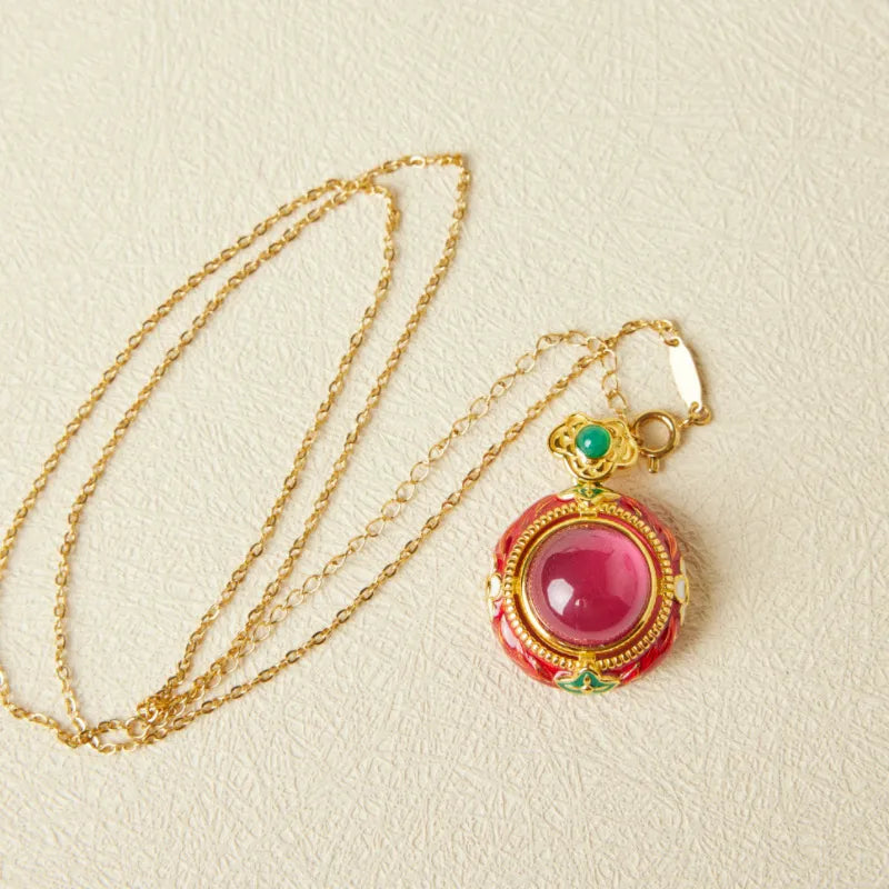 Carnelian Necklace "Flower of Passion" Gold-Plated Silver