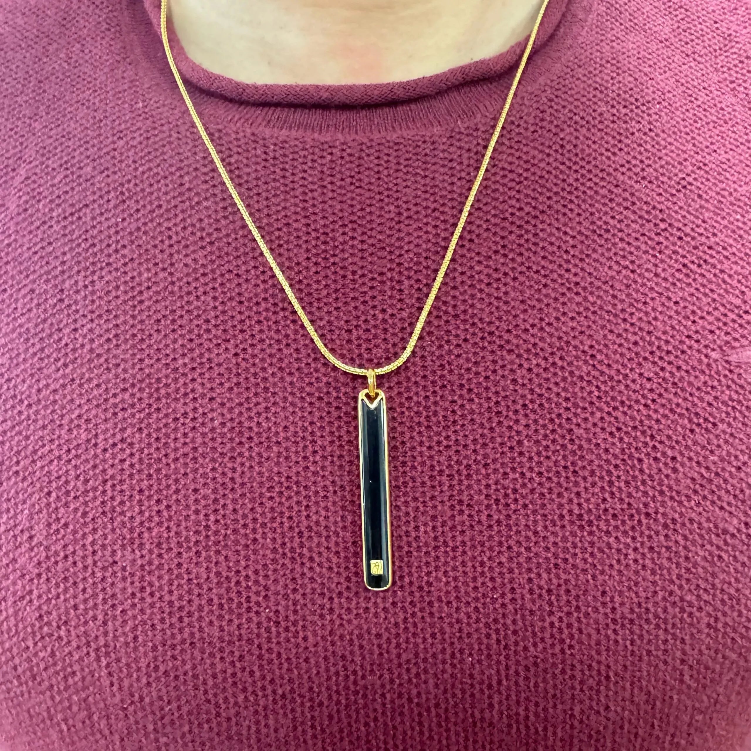 Men's Obsidian Necklace 'Majestic Force' Gold-Plated Silver