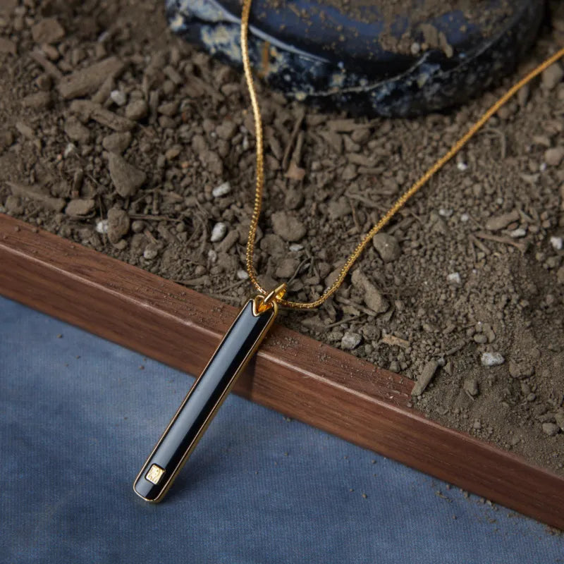 Men's Obsidian Necklace 'Majestic Force' Gold-Plated Silver