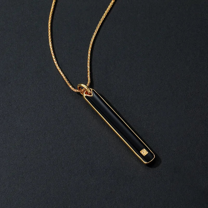 Men's Obsidian Necklace 'Majestic Force' Gold-Plated Silver