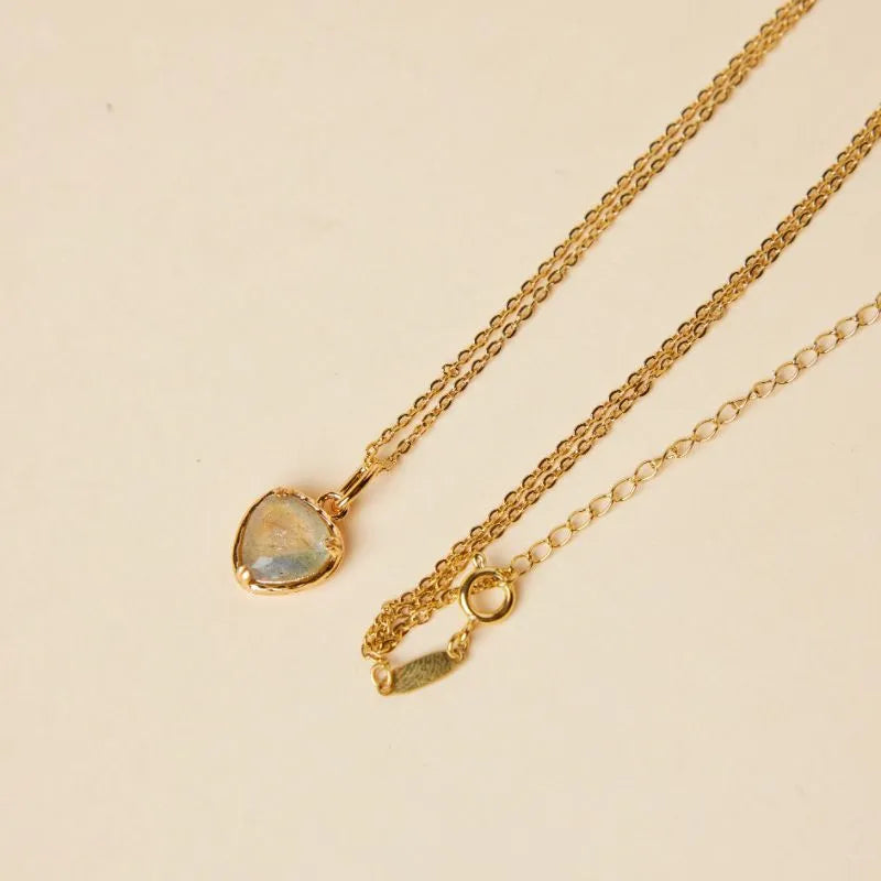 Labradorite Necklace "Protective Love" Gold-Plated Silver