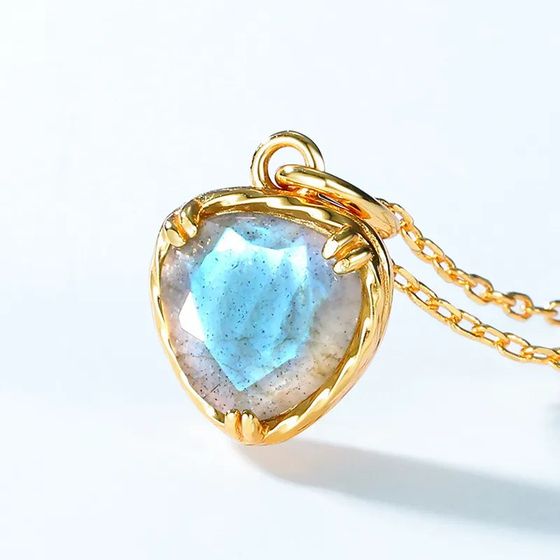 Labradorite Necklace "Protective Love" Gold-Plated Silver