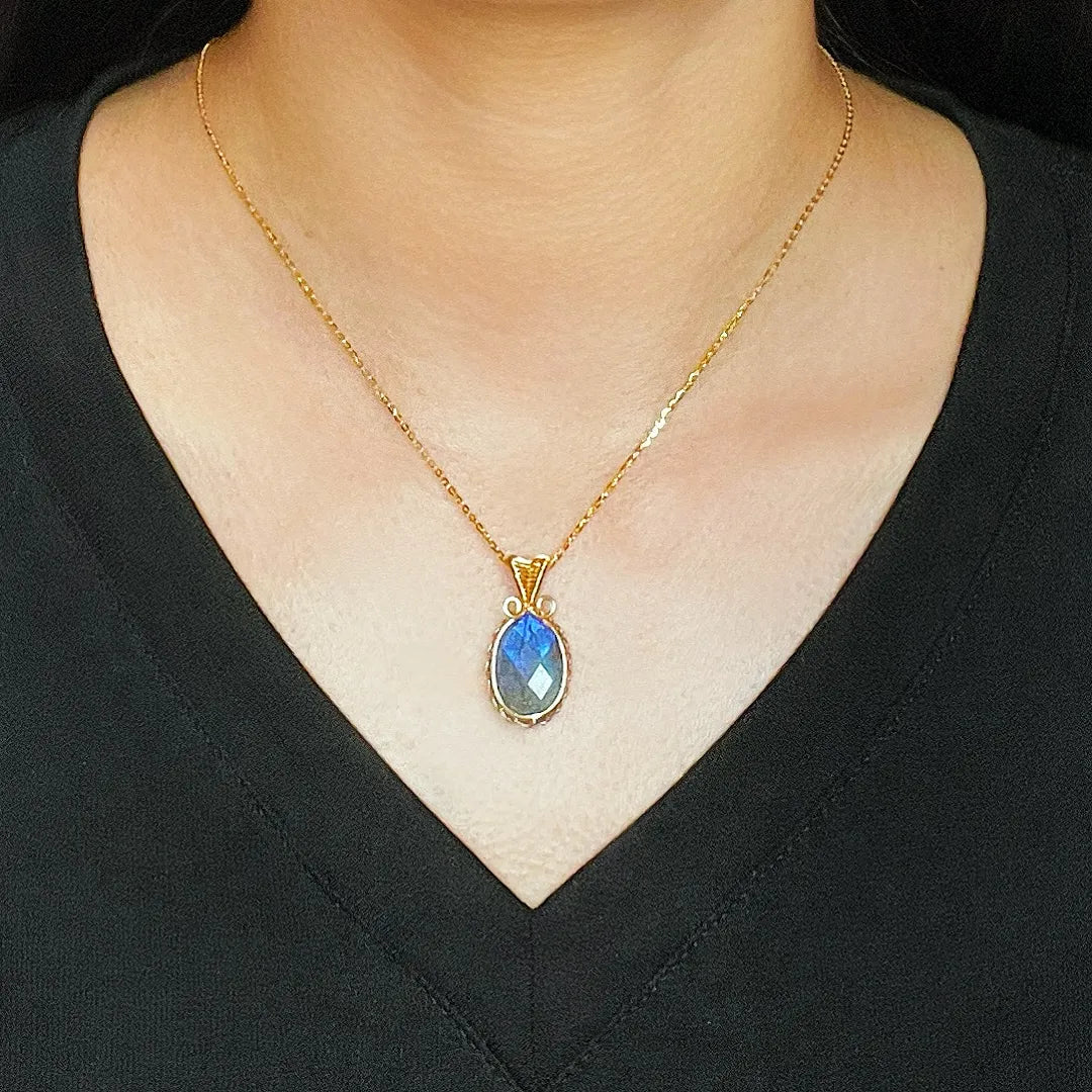 Labradorite Necklace "Radiant Shield"