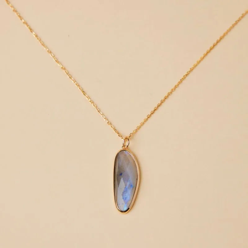 Labradorite Necklace "Enchanting Ellipse" Gold-Plated Silver