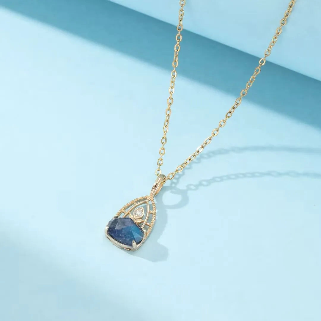 Halskette Labradorit und Lapislazuli "Astraltraum" vergoldet Silber