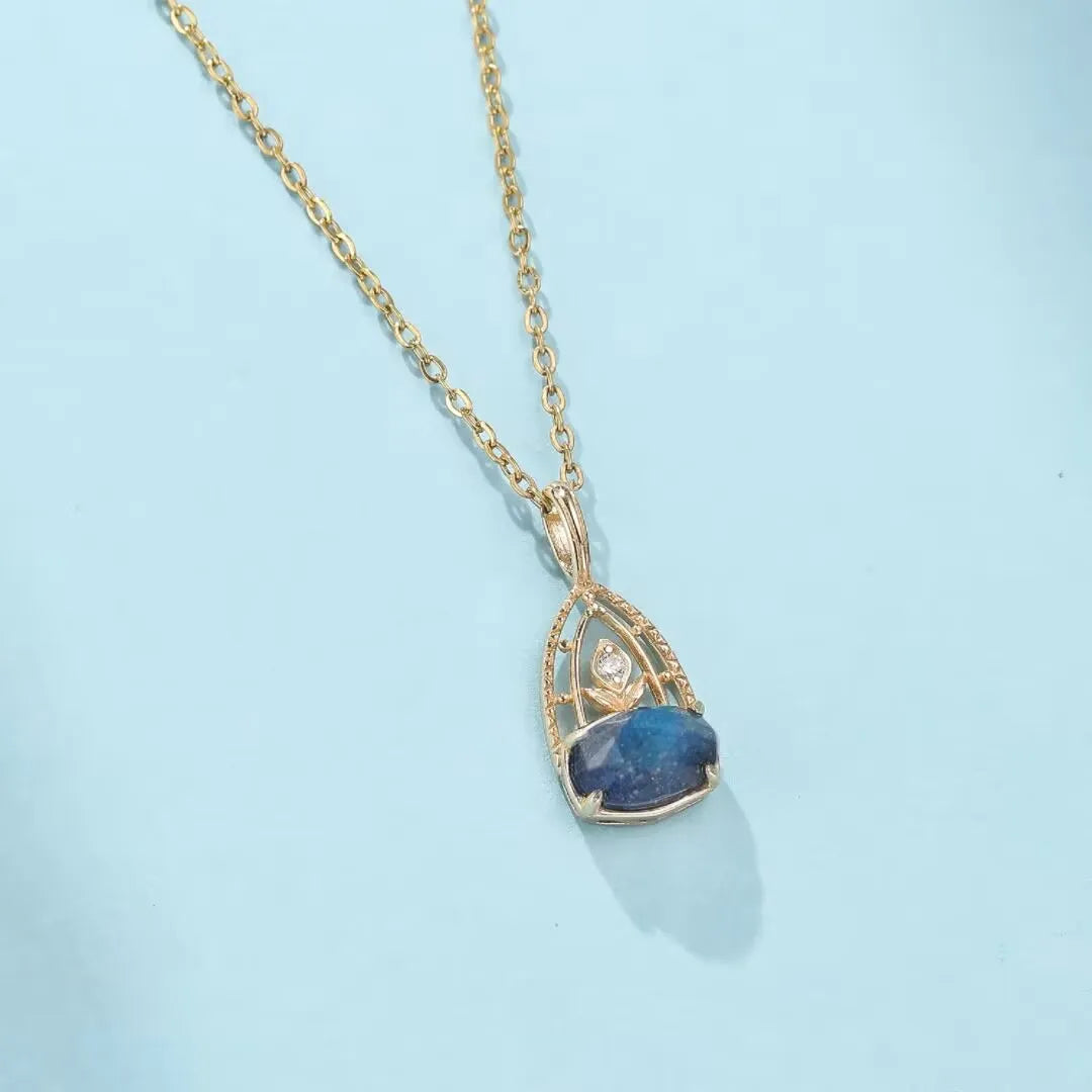 Halskette Labradorit und Lapislazuli "Astraltraum" vergoldet Silber