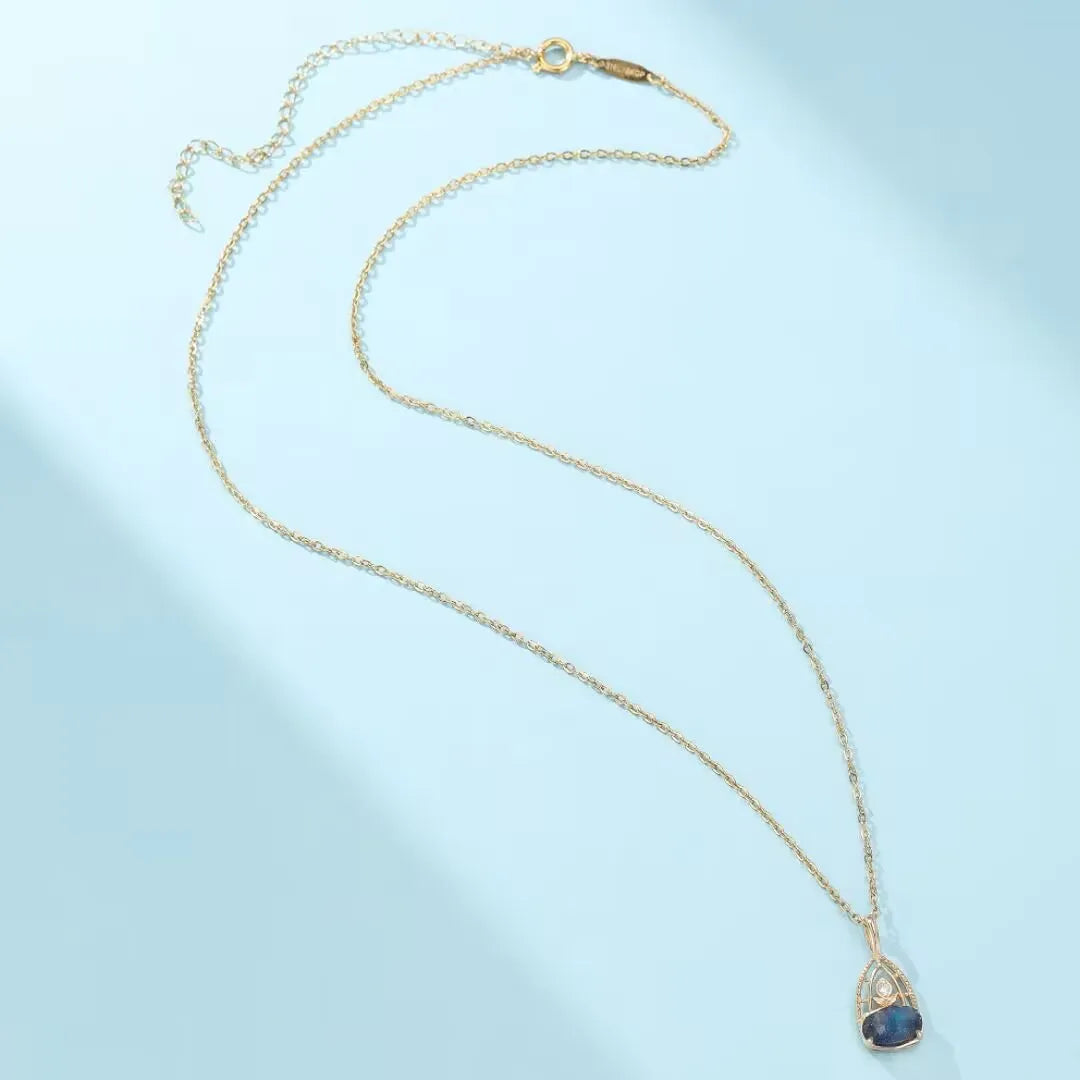 Halskette Labradorit und Lapislazuli "Astraltraum" vergoldet Silber