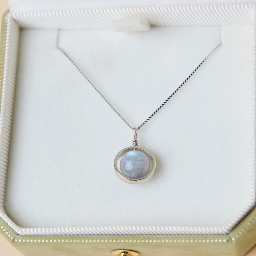 Labradorite Necklace "Moon" Silver