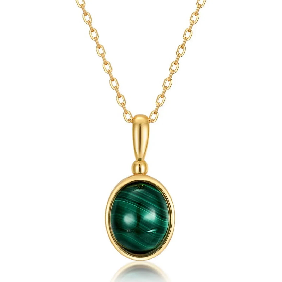 Collier Malachite "Aura Antique" Argent Doré Or