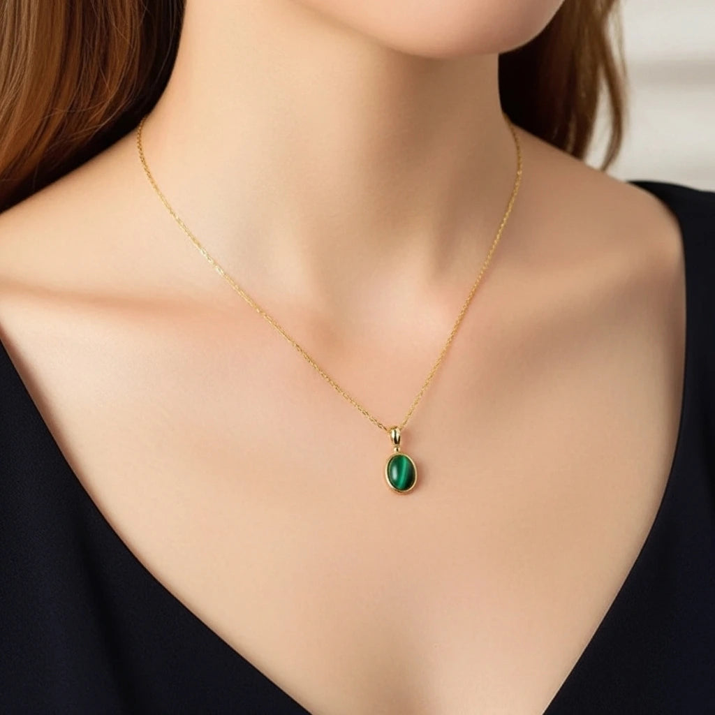 Collier Malachite "Aura Antique" Argent Doré Or