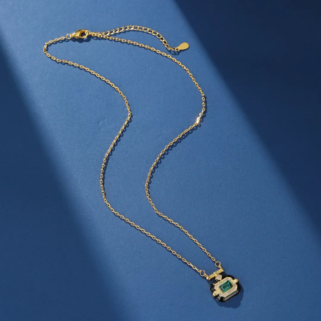 Malachitcollier "Aurore Nocturne" Vergoldet Gold