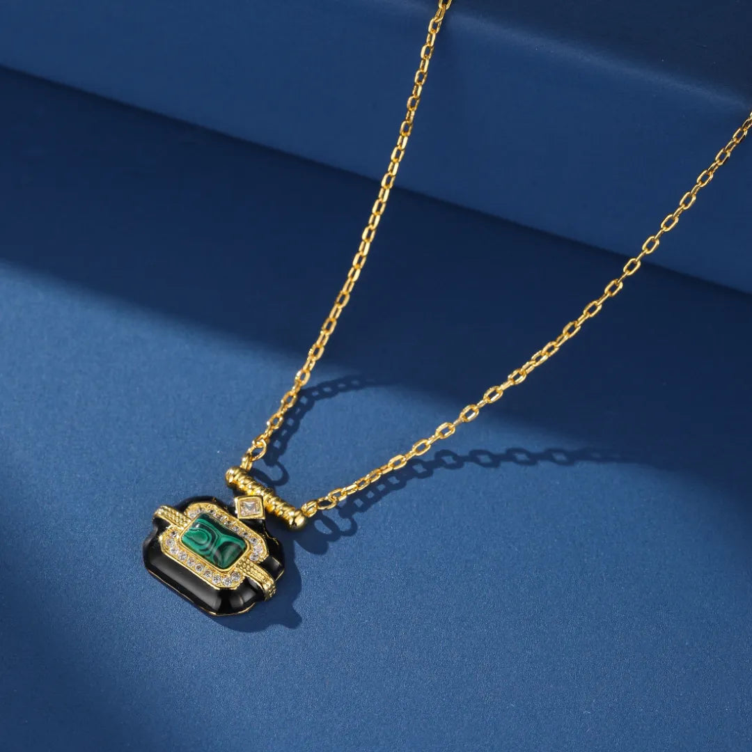 Malachitcollier "Aurore Nocturne" Vergoldet Gold