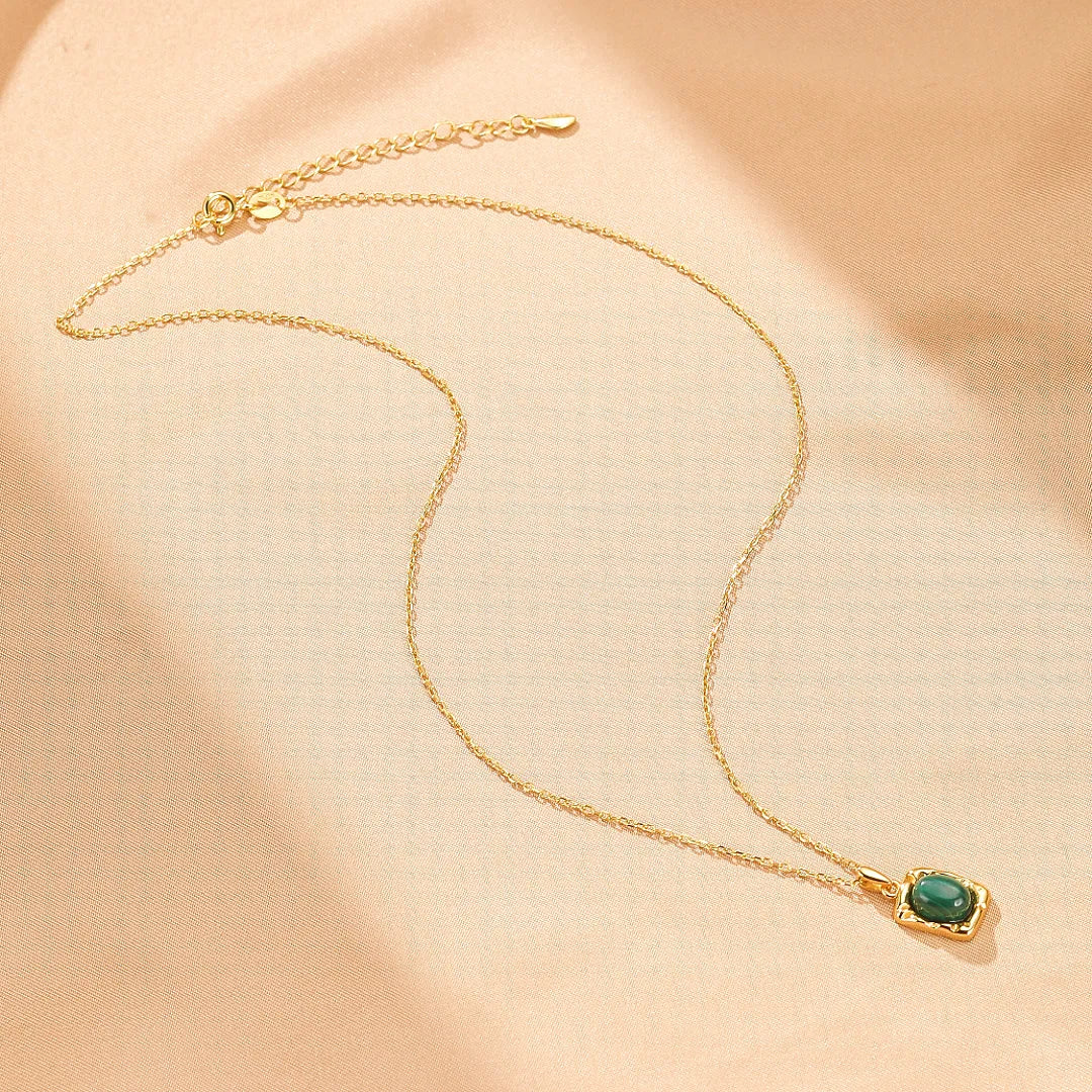 Collier Malachite "Élégance Intemporelle" Argent