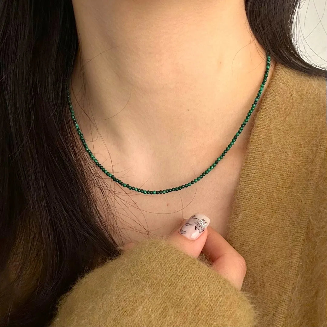 Collier Malachite "Harmonie Naturelle" Argent