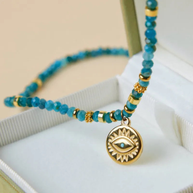 Kette Böses Auge Apatit "Blaues Geheimnis"