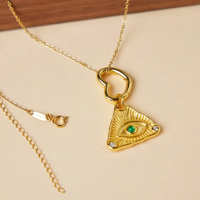 Halskette Böses Auge Achat "Goldene Wache" Vergoldet Silber